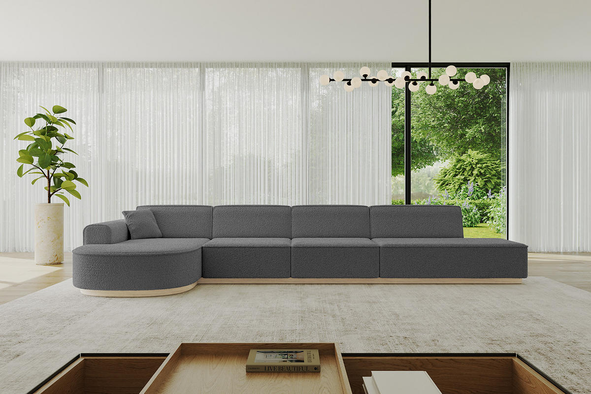 ECKSOFA Ottomane Links ARRIO-L3 - 413x171x83 cm Grau - Grau, Holzwerkstoff/Textil (413/171cm) - ALTDECOR