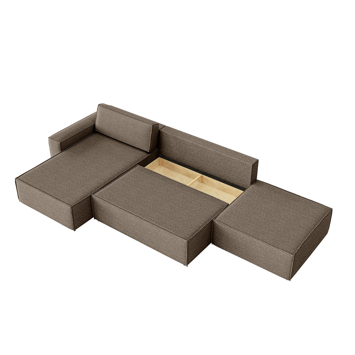 ECKSOFA Lummo La mit Schlaffunktion, Braun - Braun, Textil (363/185cm) - Fedve