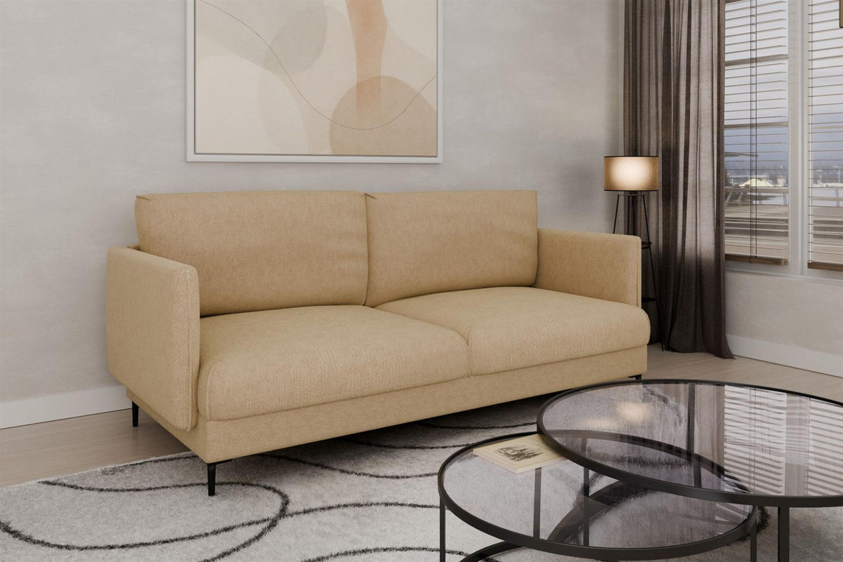 SOFASET Helmer 3-2-1 In Stoff Vibe - Beige, Holzwerkstoff/Textil (226/95/95cm) - Fun Möbel