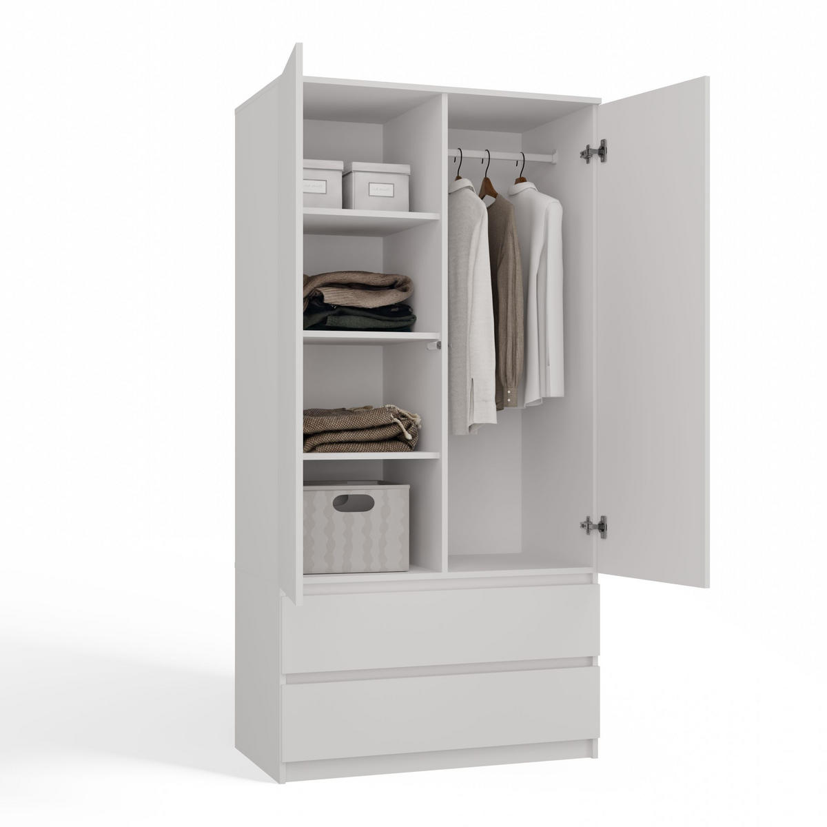 KLEIDERSCHRANK SS-90 WEISS - Weiß, Holzwerkstoff (90/180/50cm) - CDF