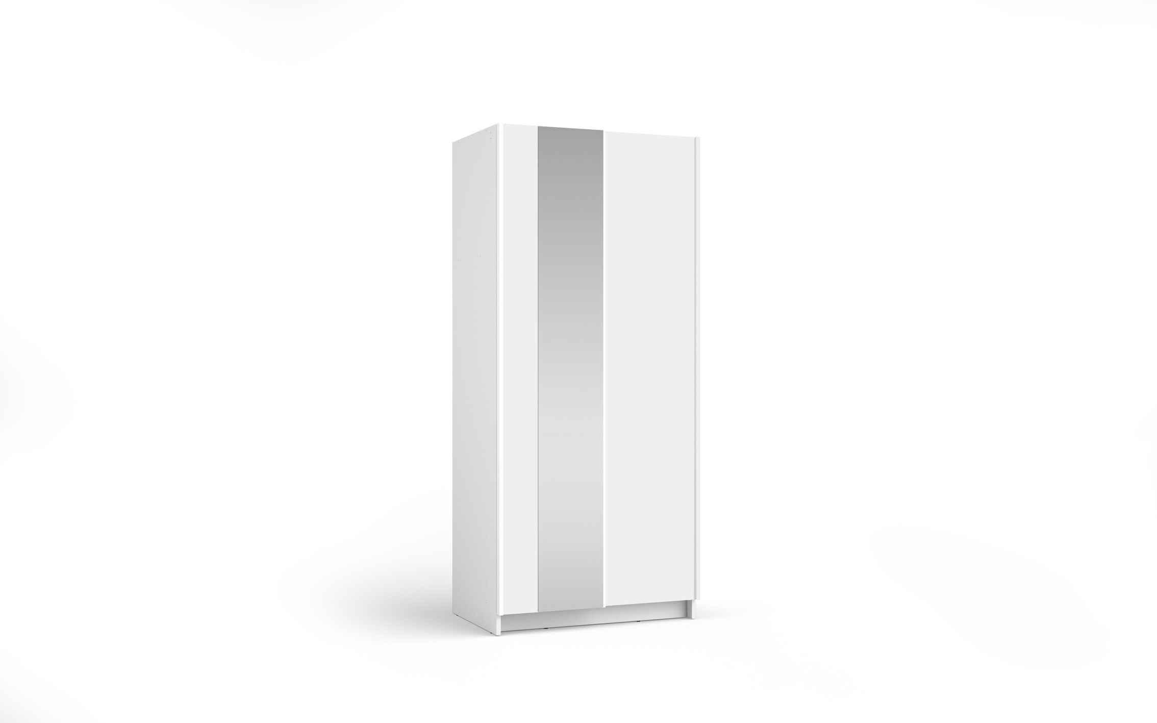 SCHWEBETÜRENSCHRANK CERON 80/182/54,6cm 2-türig mit Spiegel Weiß - Weiß, Holzwerkstoff (80/182/54.6cm) - MASSENO