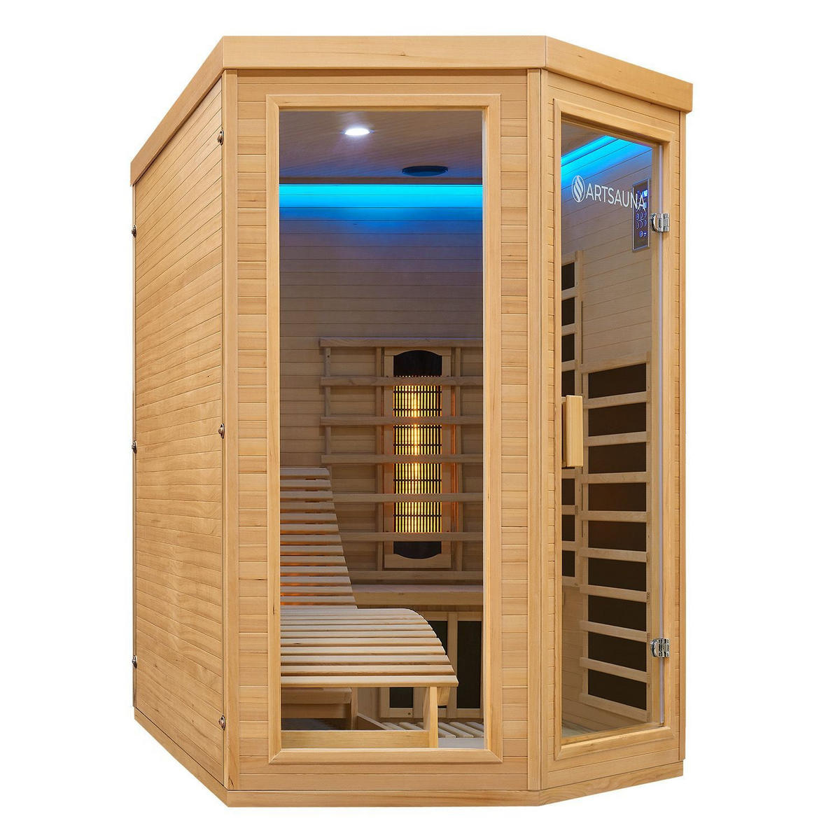 INFRAROTKABINE Kolding mit Triplex-Heizsystem & Hemlockholz - Naturfarben, Holz (130/190/190cm) - Artsauna