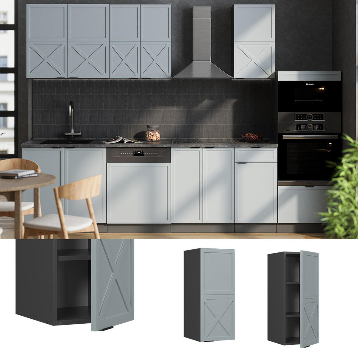 HÄNGESCHRANK Fame-Line Hellblau-grau 30 cm - Anthrazit/Blaugrau, Holzwerkstoff (30/72/34.1cm) - Vicco