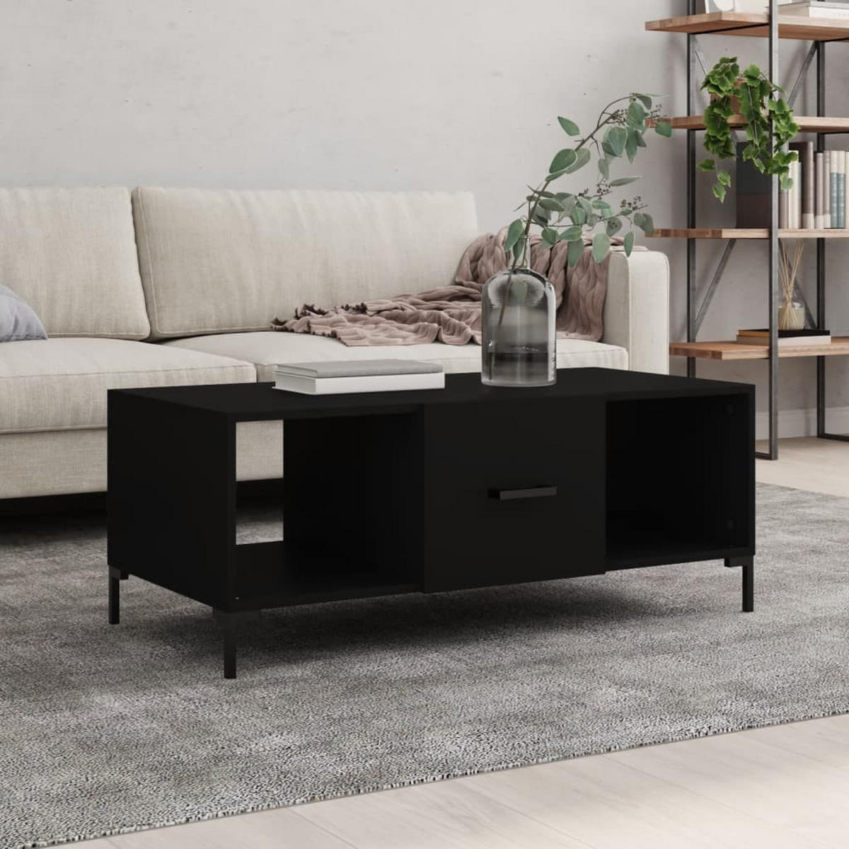 COUCHTISCH Schwarz 102x50x40 cm Holzwerkstoff - Schwarz, Holzwerkstoff (102/50/40cm) - furnicato