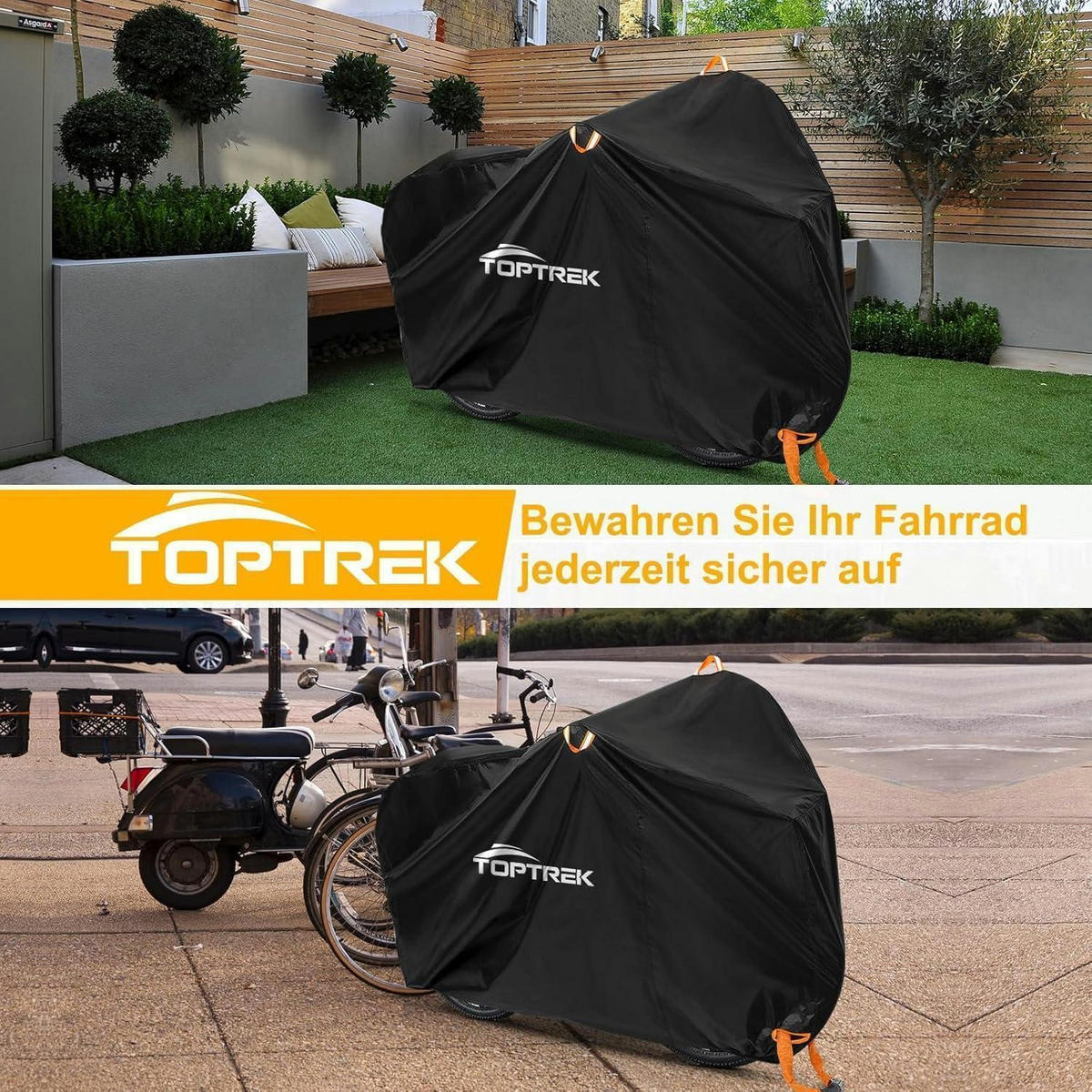 FAHRRADABDECKUNG für 3 Fahrräder 220 x 120 x 110 cm Wasserdicht 210D Oxford-Gewebe - Schwarz, Textil (110/110/220cm)
