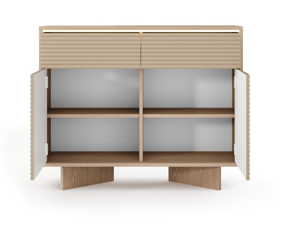 SIDEBOARD mit Schubladen Spirit 104 cm, 2 Türen, Cappuccino - Eichefarben/Cappuccino, Holz (104/84/40cm) - Emporius
