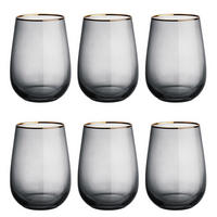 GLAS (6er Set) Touch Of Gold - Dunkelgrau, Glas (0.59L) - BUTLERS