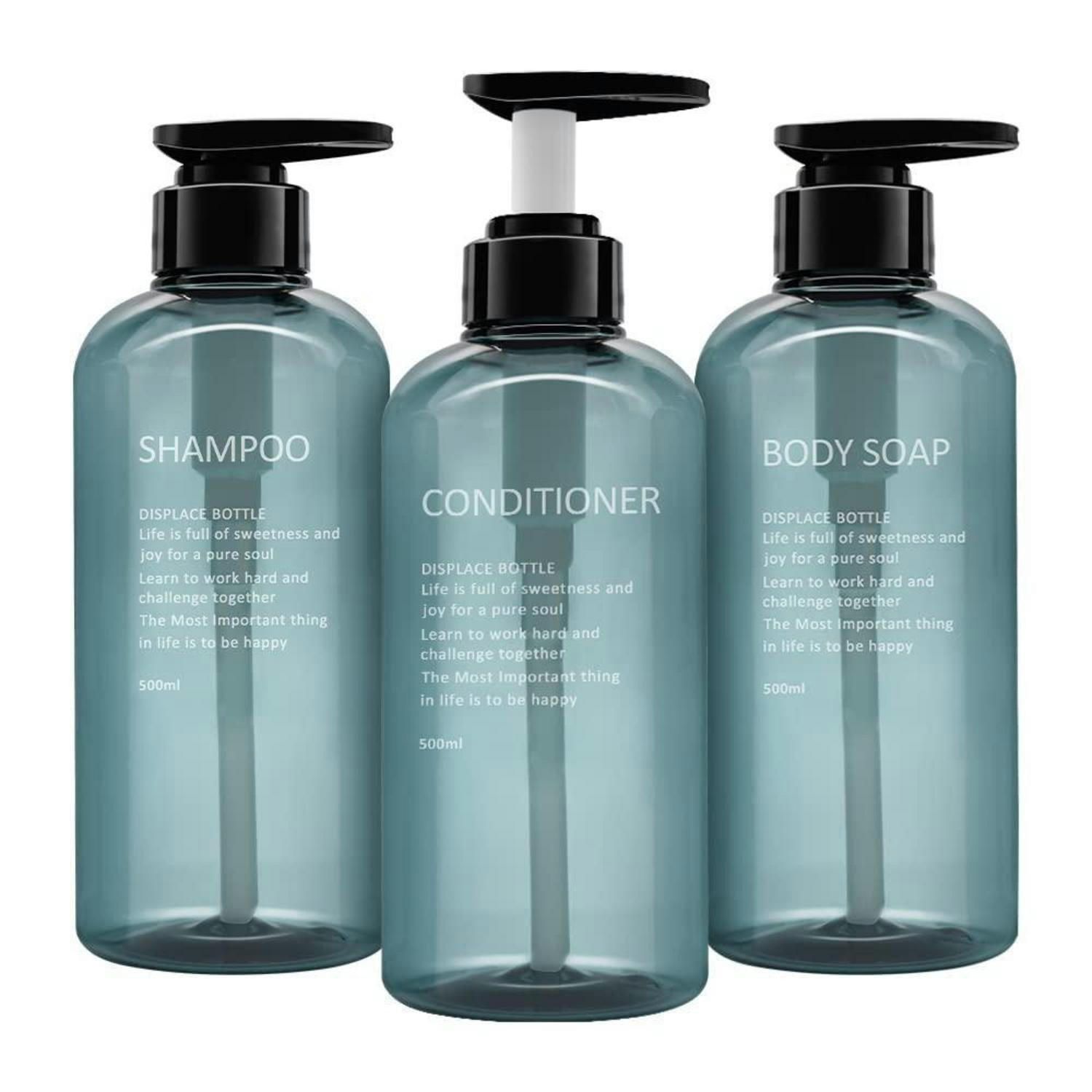 PUMPFLASCHEN-SET 3er-Pack 500ml PET Blau - Blau, Kunststoff (5/5/10cm)