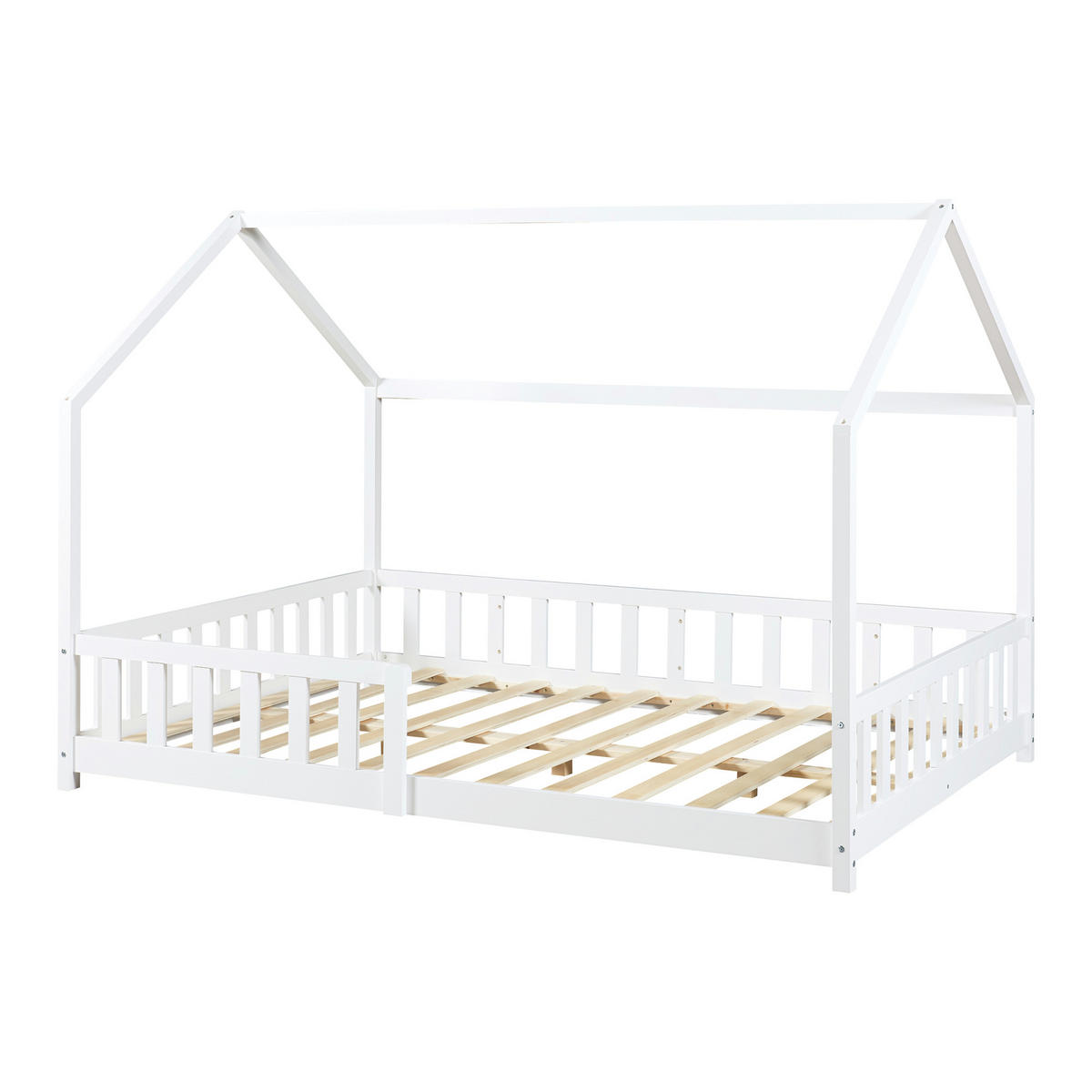 HAUSBETT Hesel - Weiß, Holz (140/200cm) - [en.casa]