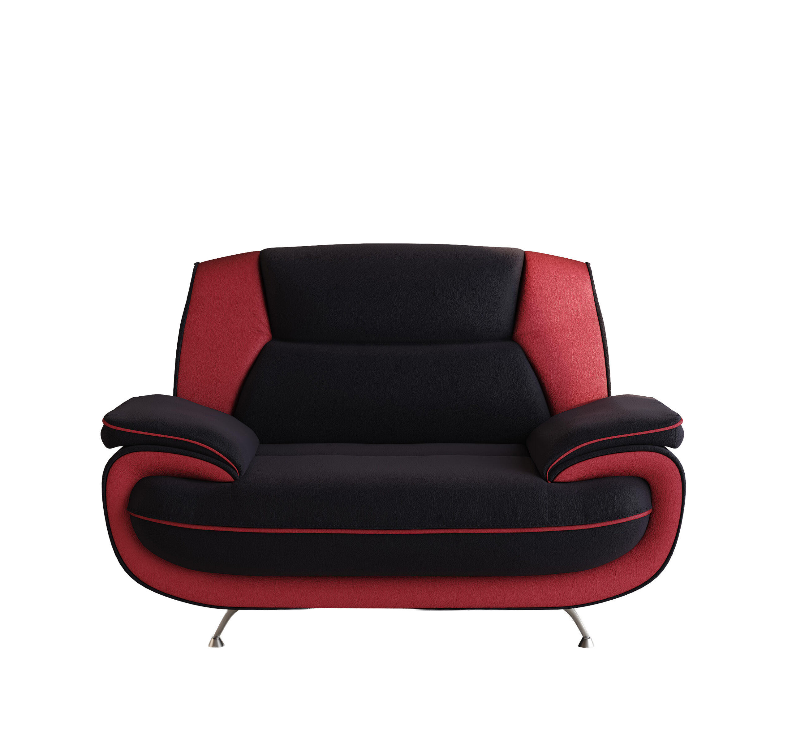 SESSEL, Stoff Soft, Schwarz + Rot, Palermo - Schwarz, Holz (128/89/87cm) - Kaiser Möbel