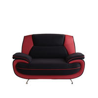 SESSEL, Stoff Soft, Schwarz + Rot, Palermo - Schwarz, Holz (128/89/87cm) - Kaiser Möbel