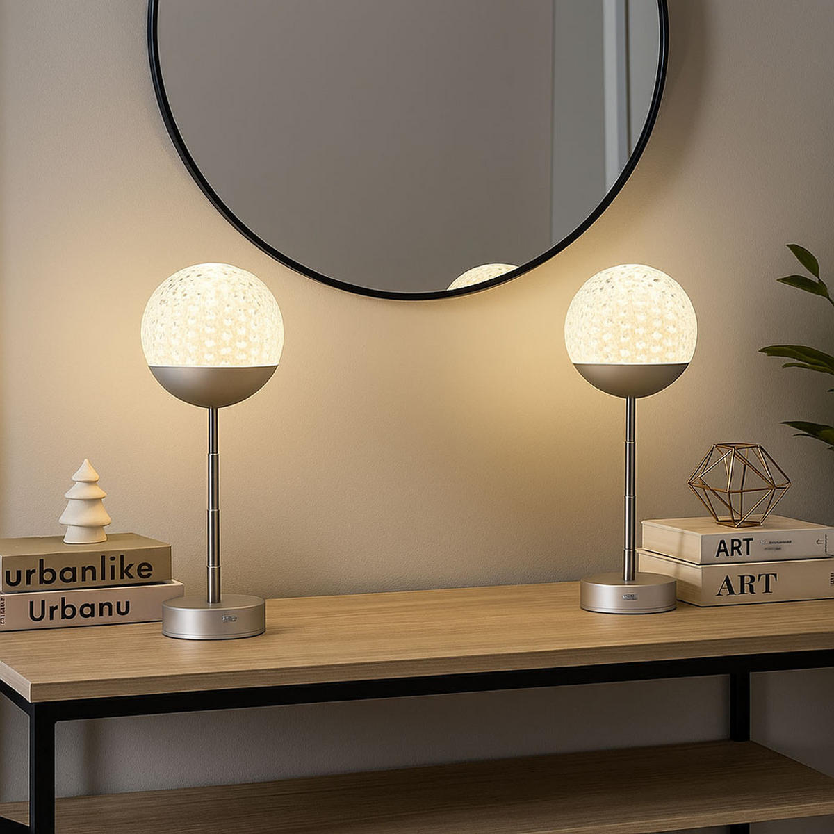 LED TISCHLEUCHTE Edelstahl Silber - Silberfarben, Metall (12/12/31.5cm) - Globo Lighting