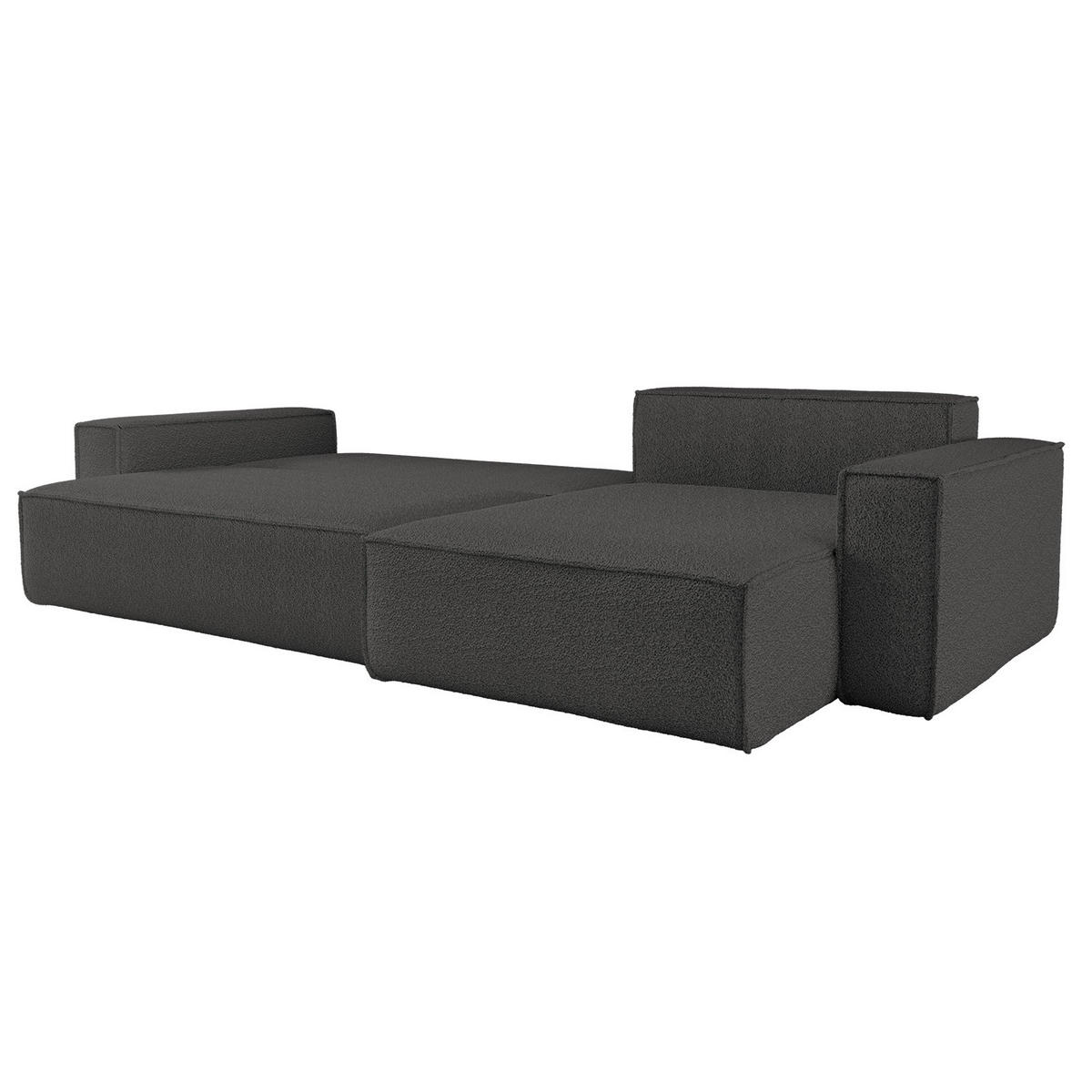 ECKSOFA Mit Schlaffunktion Und Bettkasten, Eckcouch BEST XL Stoff Quelle Graphit Rechts - Schwarz/Graphitfarben, Holz/Kunststoff (142/142cm) - Kaiser Möbel
