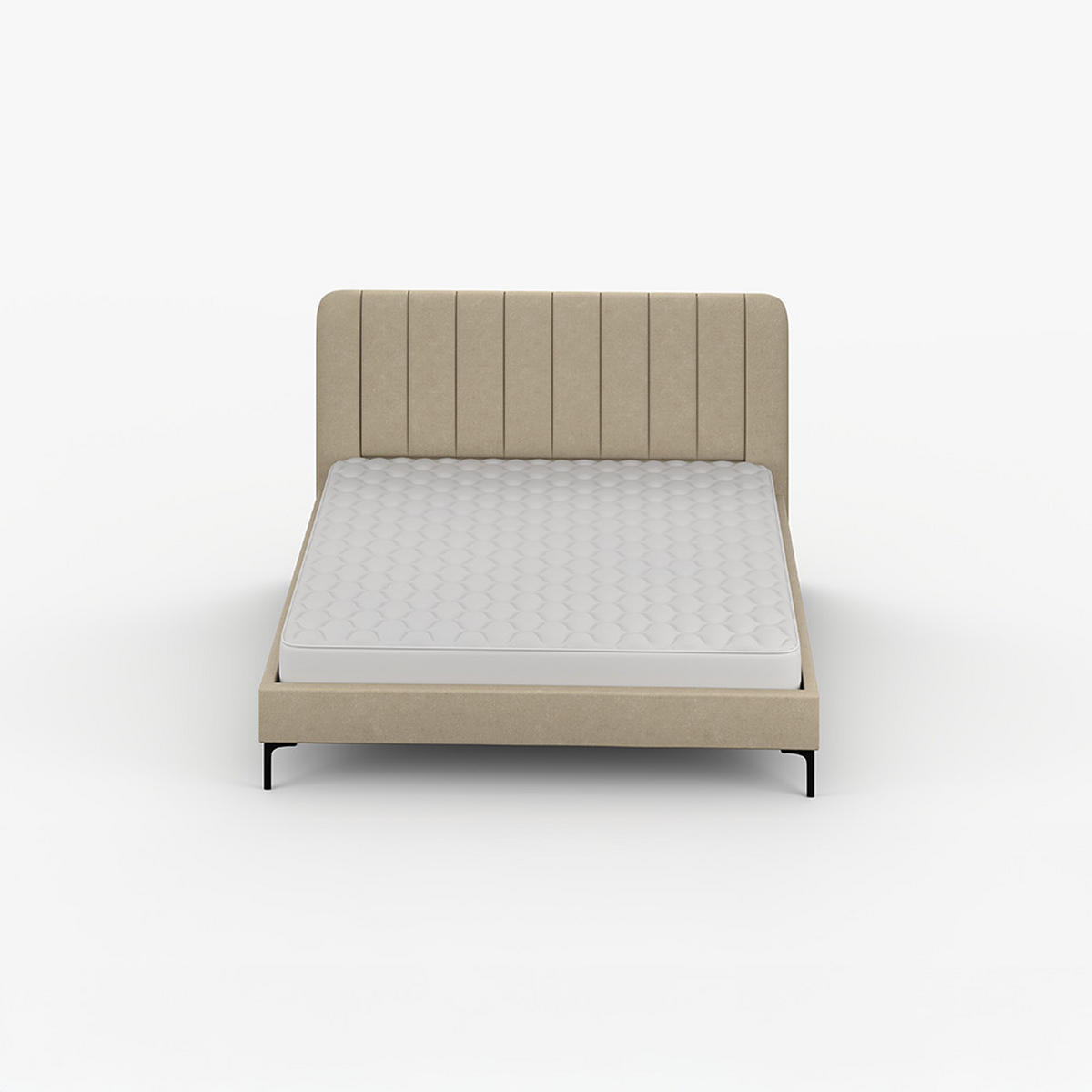 POLSTERBETT LUMI, Lattenrost, ohne Bettkasten, gepolsterte Kopfstütze 160/200 in Beige - Beige/Schwarz, Holz/Textil (160/200cm) - imoebel24