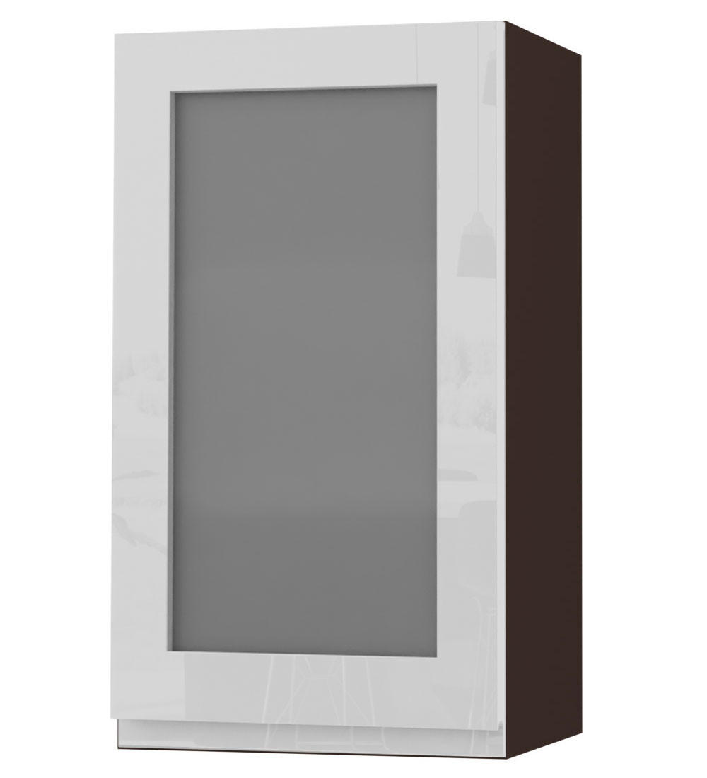 HÄNGESCHRANK Florence W2S/40 Lava / RAL 9003 signalweiß HG 40 / 32,5 / 72cm - Türanschlag links - Dunkelgrau/Weiß Hochglanz, Holz/Holzwerkstoff (40/72/32.5cm) - Feldmann-Wohnen
