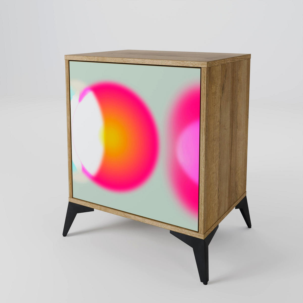 SIDEBOARD SYMPHONY OF COLORS, Eichefarben, 57,5x42x75,5 cm, Goldfarbene Metallfüße - Eichefarben/Goldfarben, Holzwerkstoff/Metall (57.5/75.5/42cm) - SpaceRebels