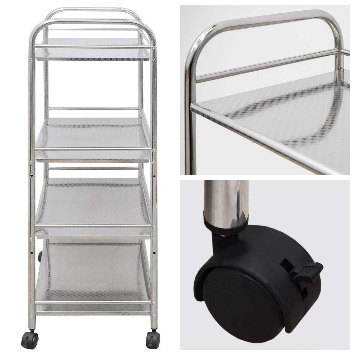 SERVIERWAGEN 60/35/100 cm mit 4 Etagen - Silberfarben, Metall (35/100/60cm) - eyepower