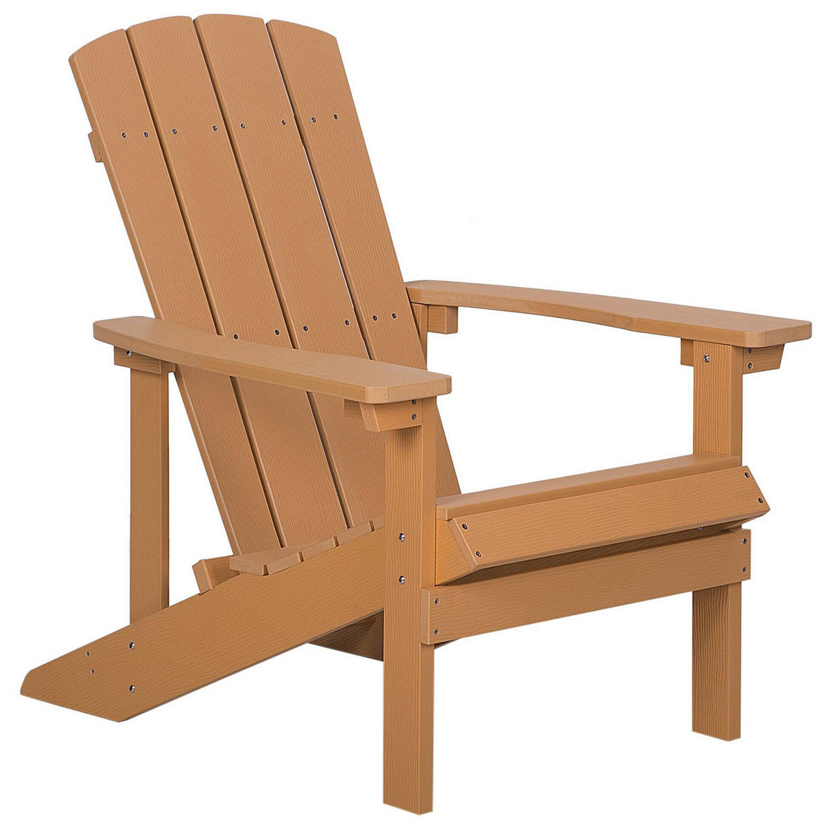 GARTENSTUHL mit Fußhocker Kunstholz hellbraun Adirondack - Hellbraun, Kunststoff (75/88/88cm) - Beliani