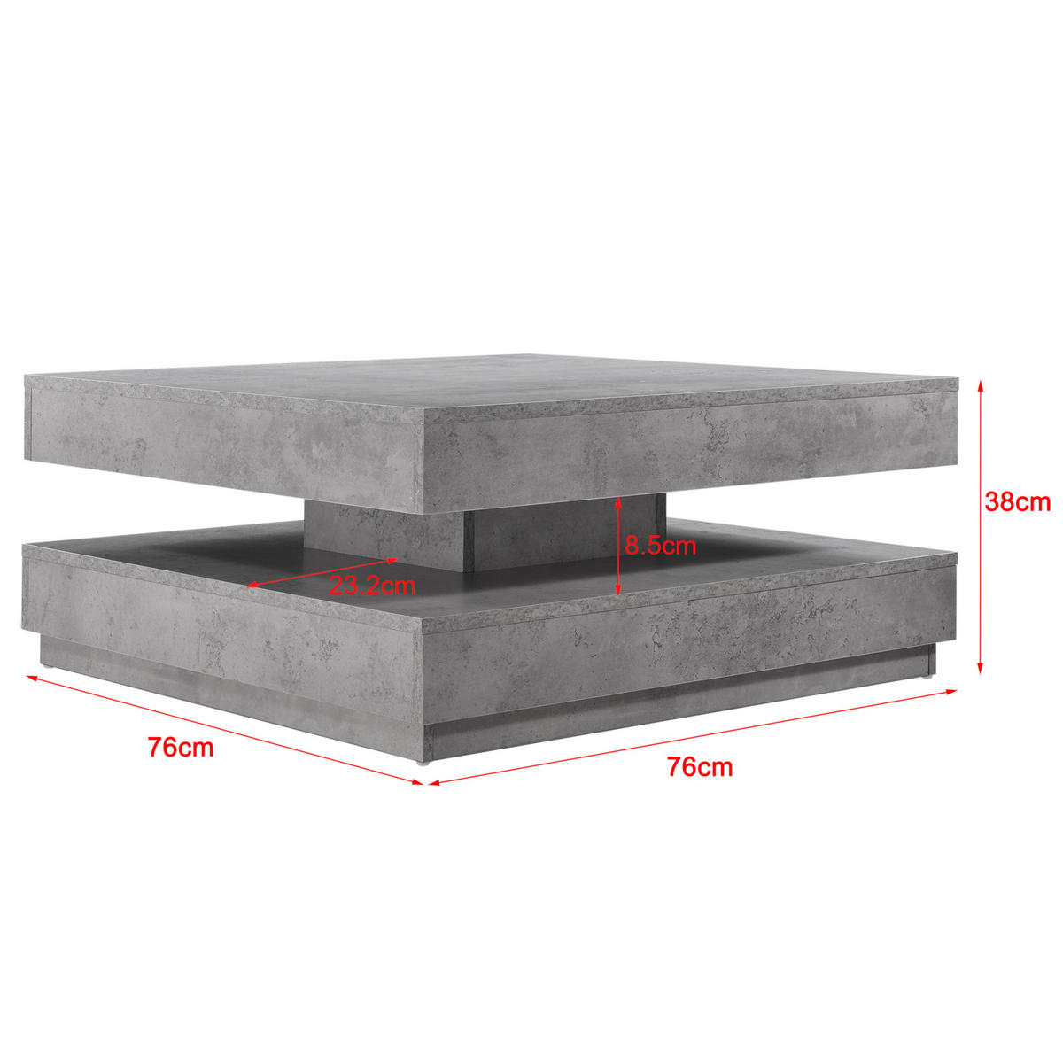 COUCHTISCH Florenz 76/76/38 cm - Grau, Holzwerkstoff (76/76/38cm) - [en.casa]