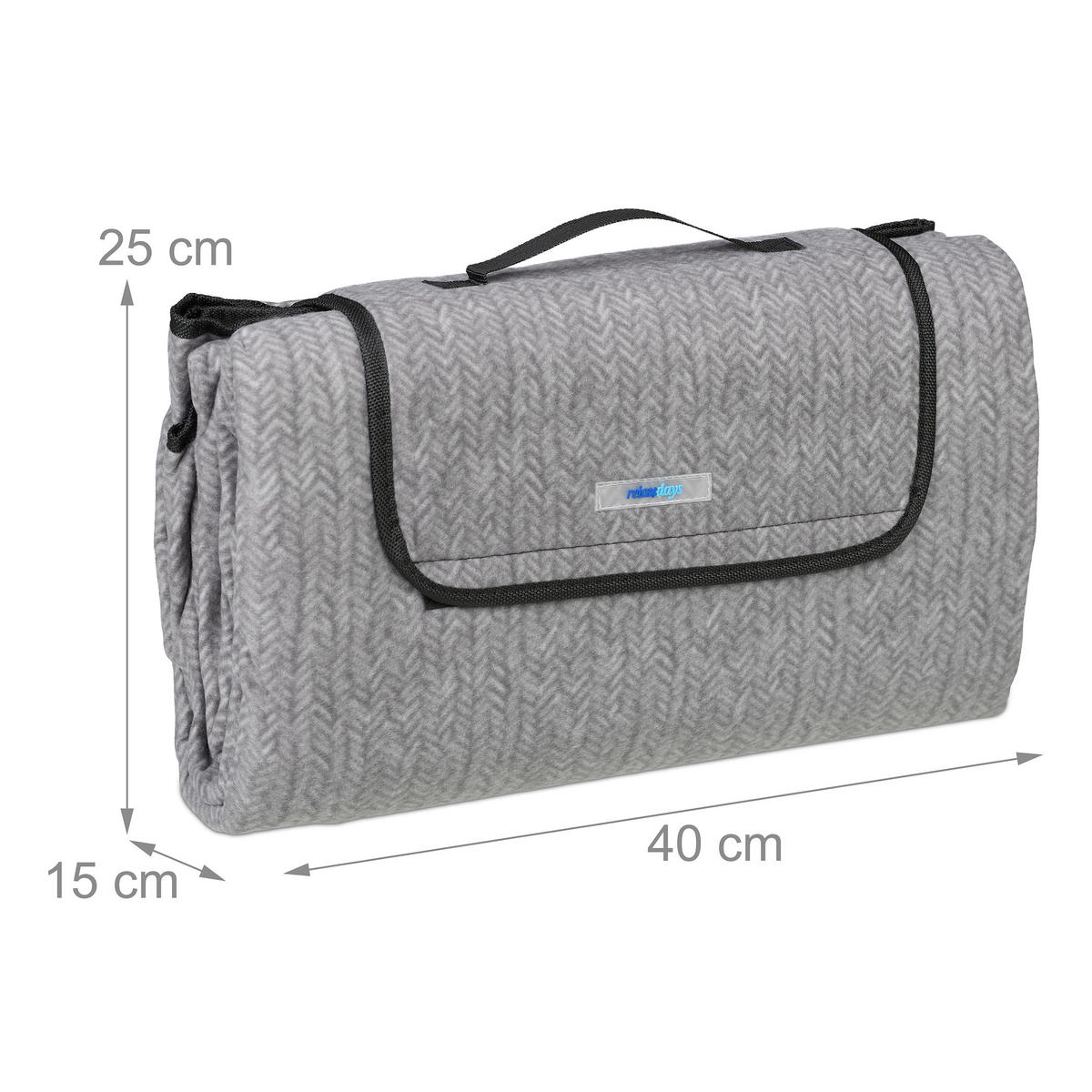 PICKNICKDECKE - Grau, Textil/Metall (200/200cm) - Relaxdays