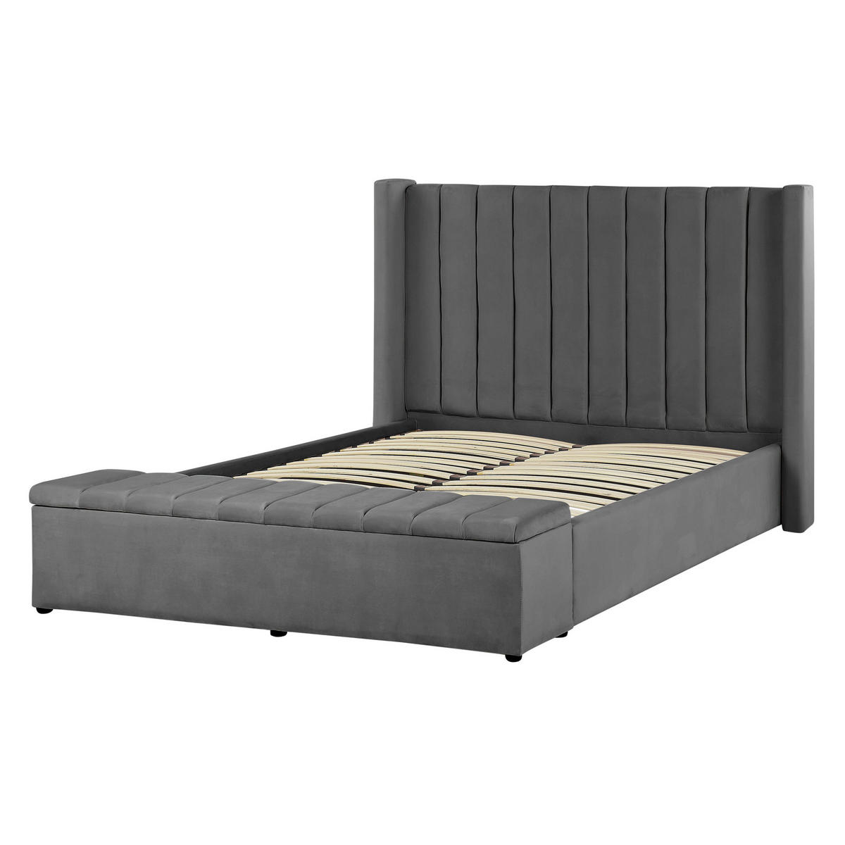 POLSTERBETT 140/200cm Grau Noyers - Grau, Textil (140/200cm) - Beliani