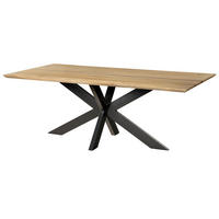ESSTISCH Mango 220x100x74 natur lackiert / Epoxid schwarz, Kreuzgestell anthrazit matt EPOXY - Naturfarben, Holz (220/100/74cm) - Massivmoebel24