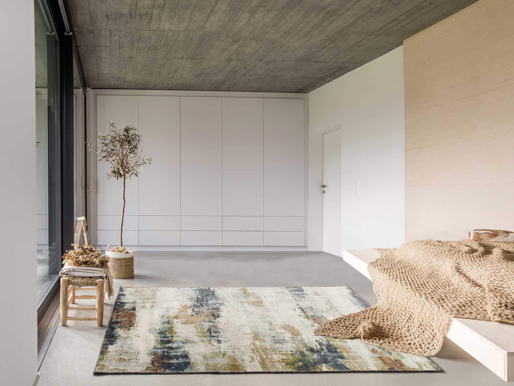 Thumbnail - Atticgo Webteppich, Mehrfarbig, Creme, Blau, Rost, Textil, Abstrakt, Rechteckig, 200x290 cm, Oeko-Tex® Standard 100, in ...