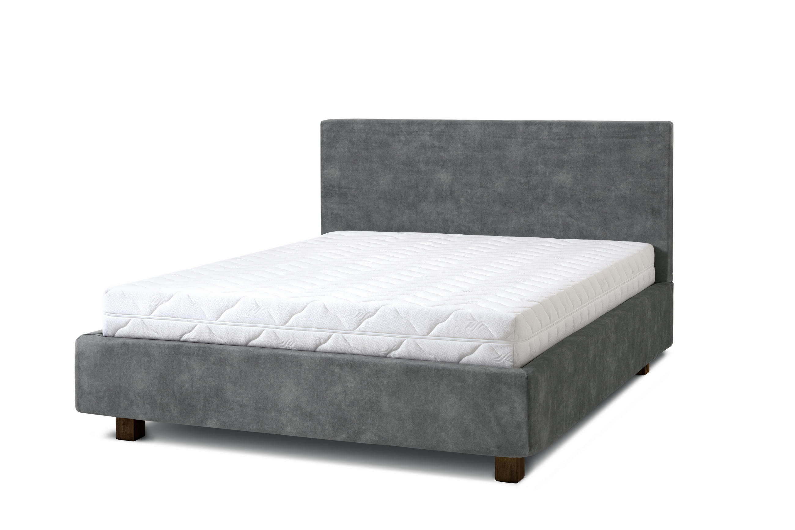 POLSTERBETT Puro 160x200 in Plüsch Cement Green Gray - Graubraun, Holz (160/200cm) - Letti Moderni