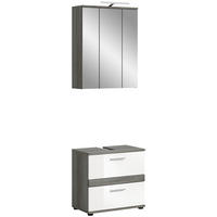 BADKOMBINATION inkl. Beleuchtung 2tlg. Blake Bad in Rauchsilber Nb. und weiß HG B/H/T: 60x191x34 cm - Anthrazit, Holz (60/191/34cm)