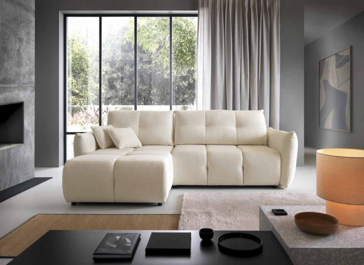 ECKSOFA Ecru BOSE Mit Schlaffunktion Links - Ecru, Textil (257/177cm) - Sepro Meble