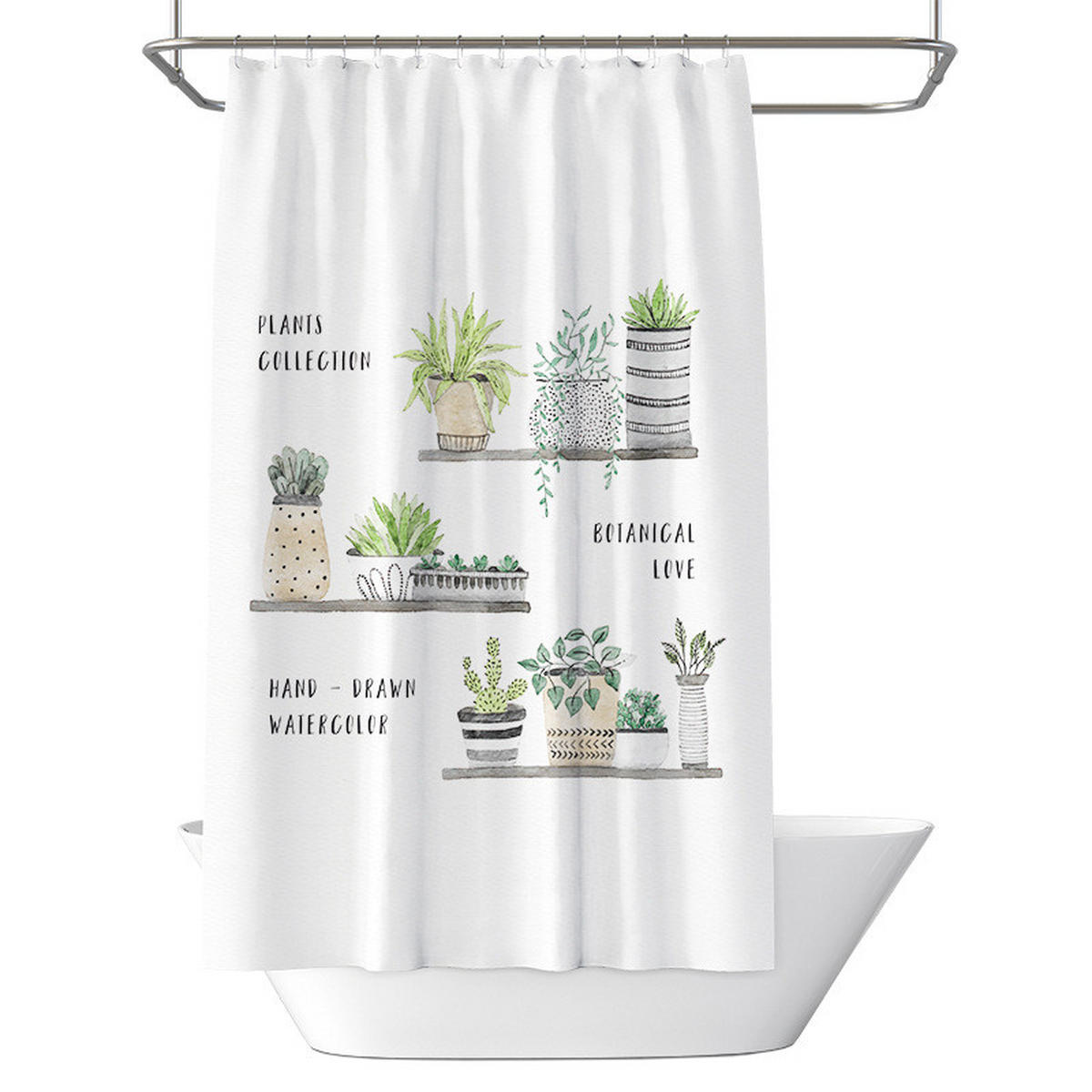 DUSCHVORHANG Pflanzen Muster 180 x 180 cm wasserdicht schimmelresistent fürs Badezimmer - Weiß, Textil (180/180cm) - MCBOSON
