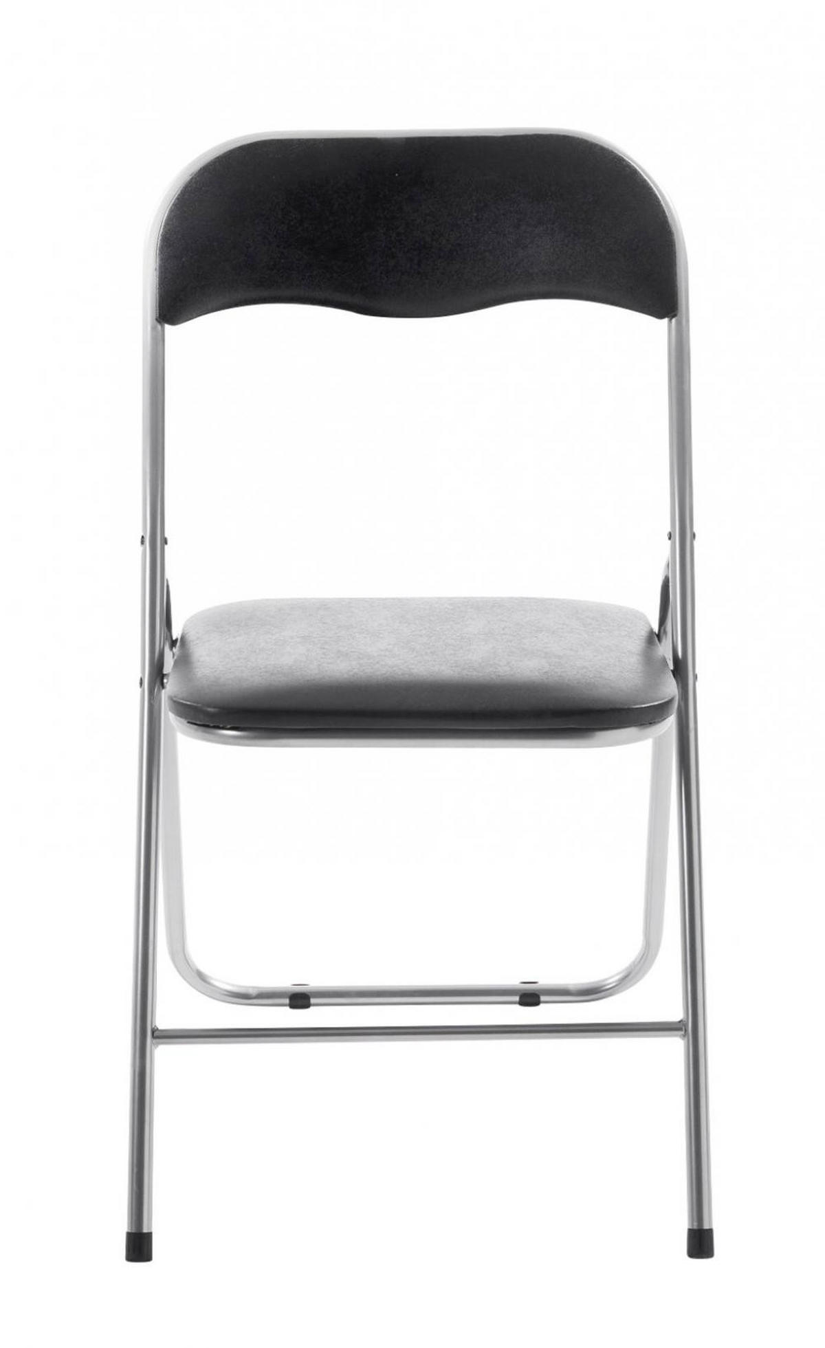 BESUCHERSTUHL Lederlook schwarz/silber - Silberfarben/Schwarz, Textil/Metall (45/78/45cm) - CLP