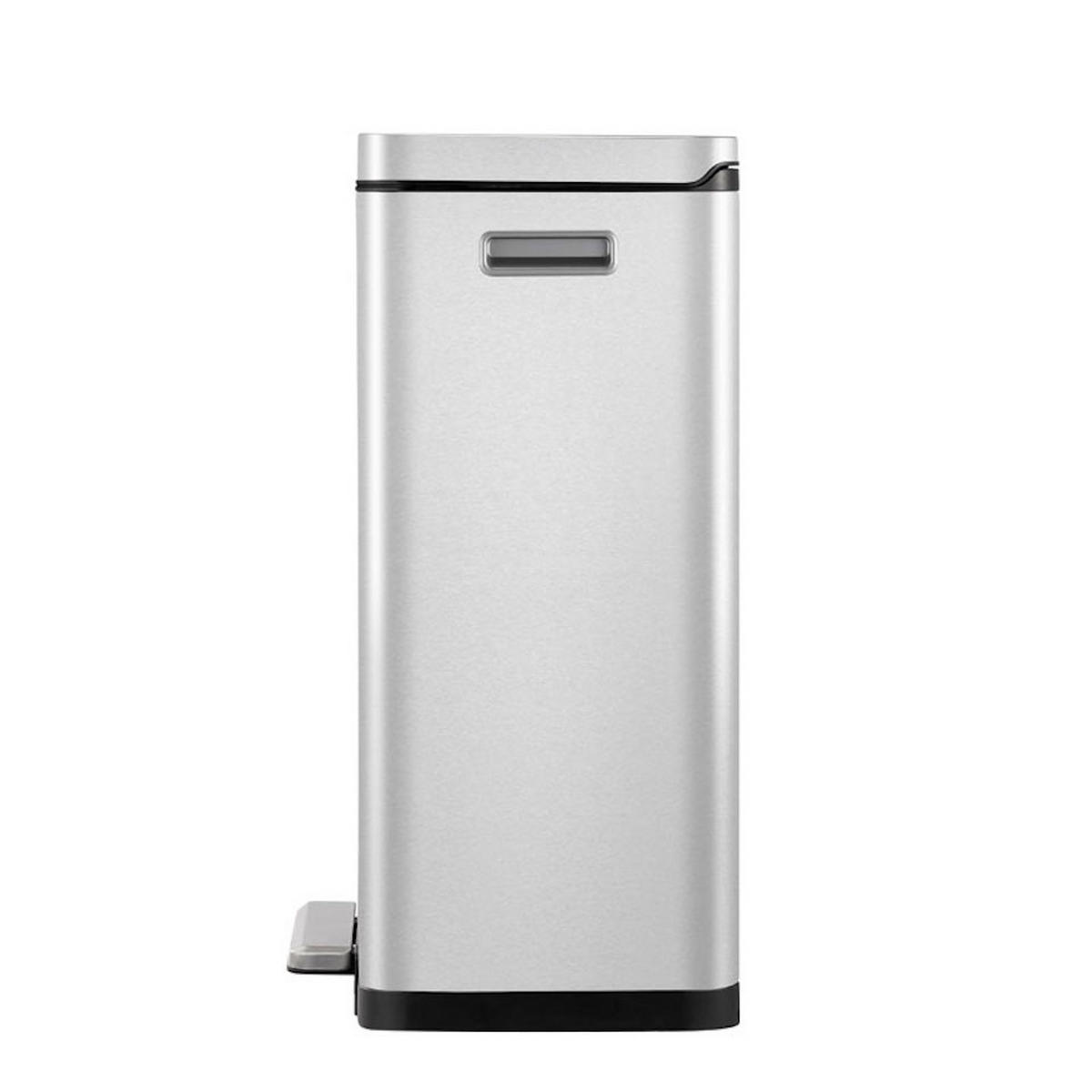 MÜLLEIMER Stilvoller Rechteckiger Mit Extra Breitem Pedal & Gedämpften Stay Open Deckel 65,2 x 43,3 x 33,4 cm 45 Liter Silber - Silberfarben, Metall (43.3/65.2/33.4cm) - PROREGAL