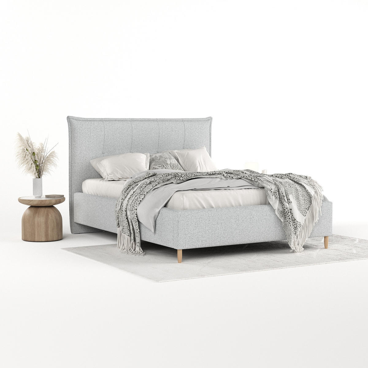 POLSTERBETT Plaza 160/200 cm Hellgrau im Riva Stoff - Hellgrau/Naturfarben, Holz/Holzwerkstoff (160/200cm) - AltaBeds