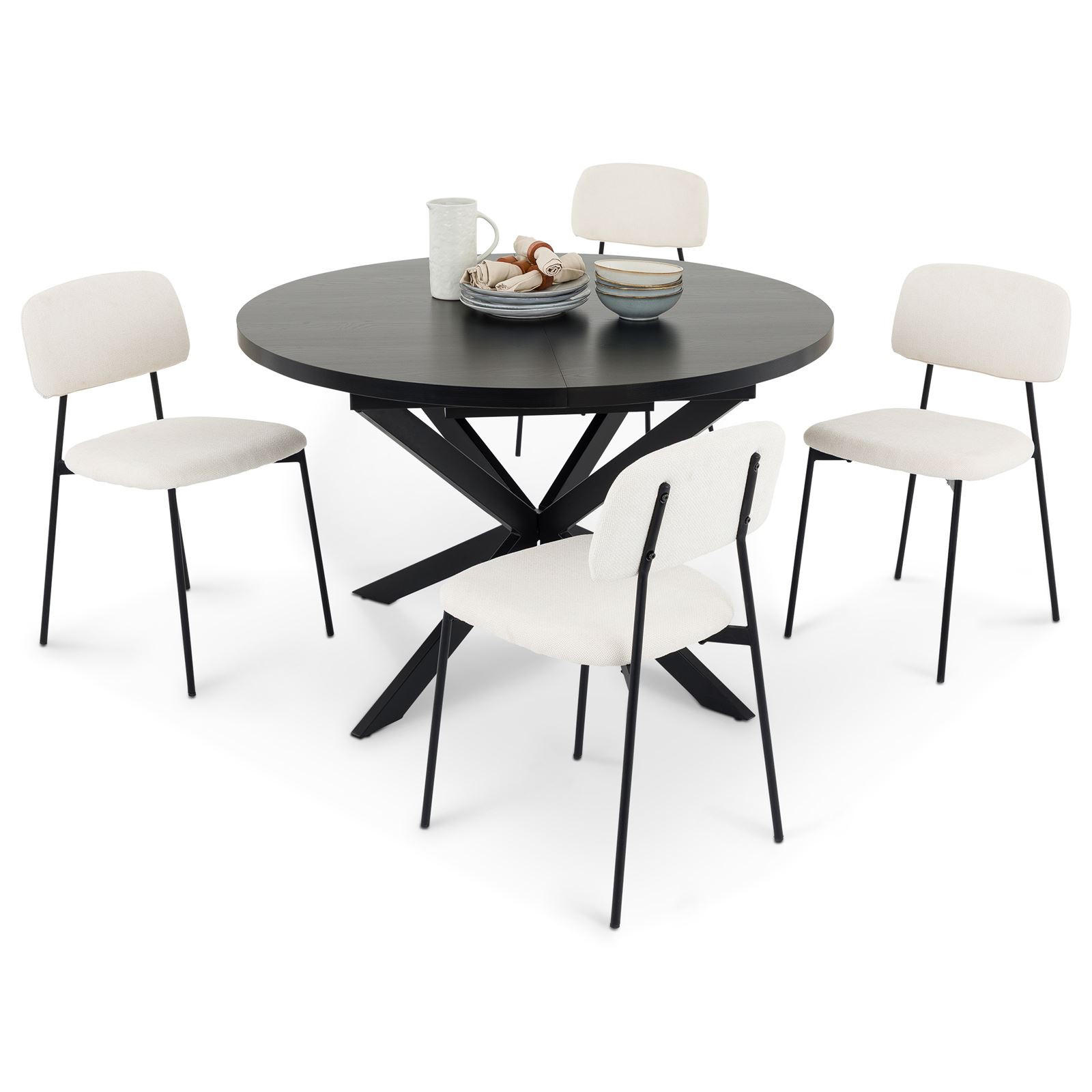 ESSGRUPPE TOLEDO - Schwarz, Holzwerkstoff/Metall (120/75/120cm) - IDIMEX