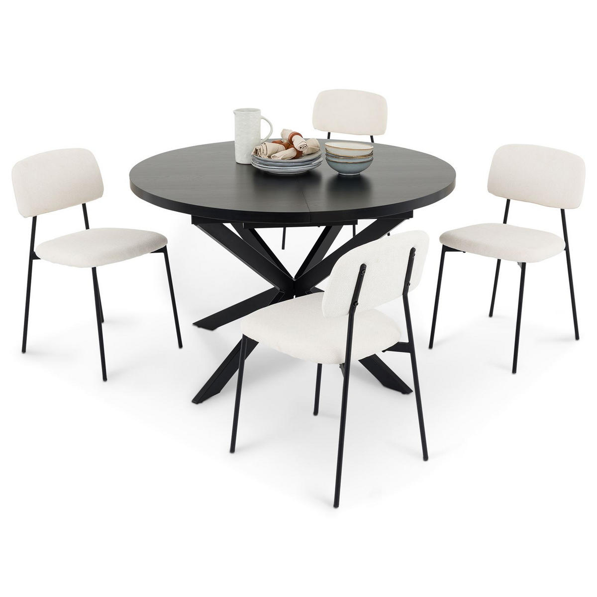 ESSGRUPPE TOLEDO - Schwarz, Holzwerkstoff/Metall (120/75/120cm) - IDIMEX