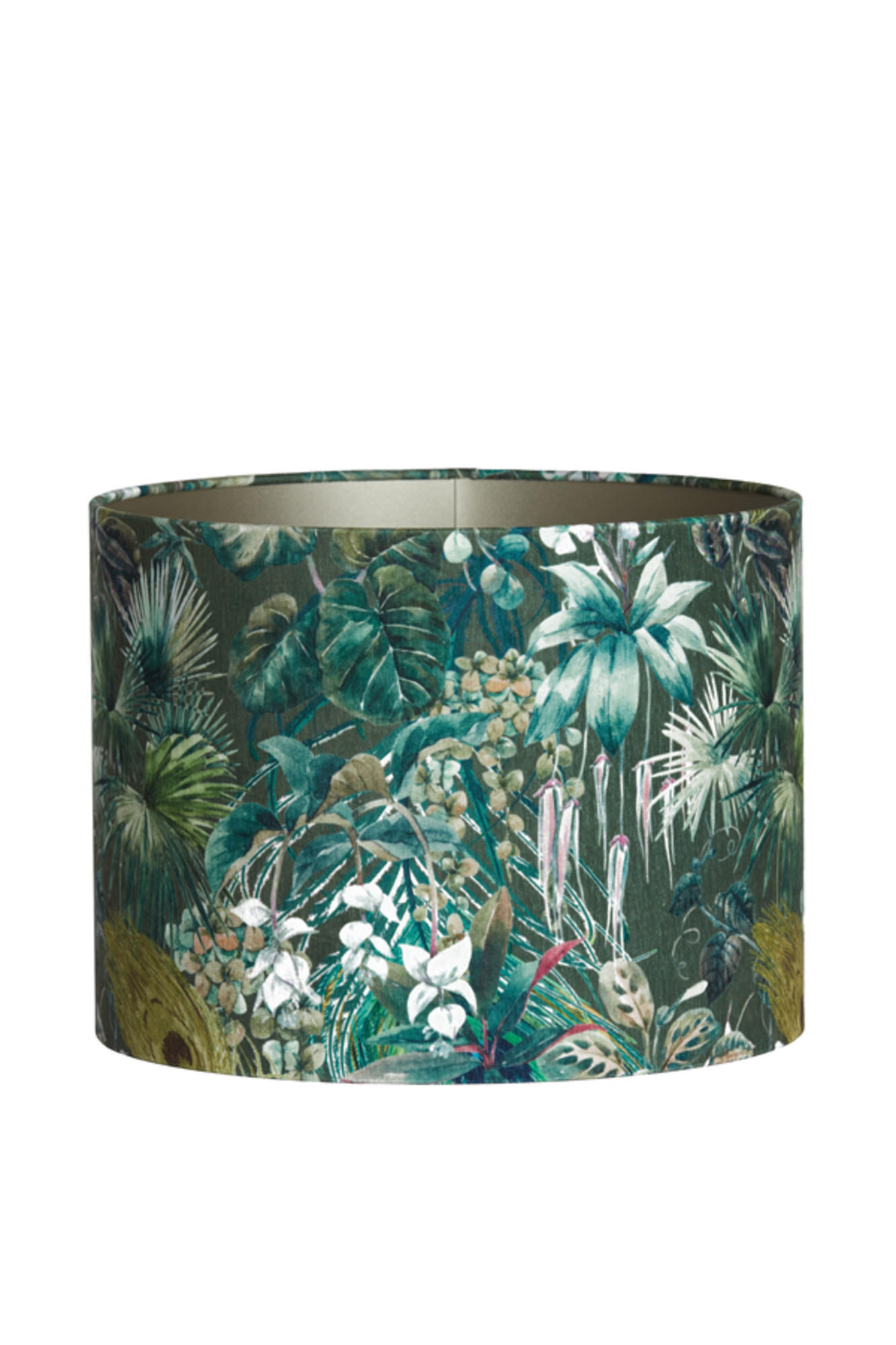 LAMPENSCHIRM Xenia flora Grün Ø40/30 cm - Grün, Textil (40/40/30cm) - Light & Living