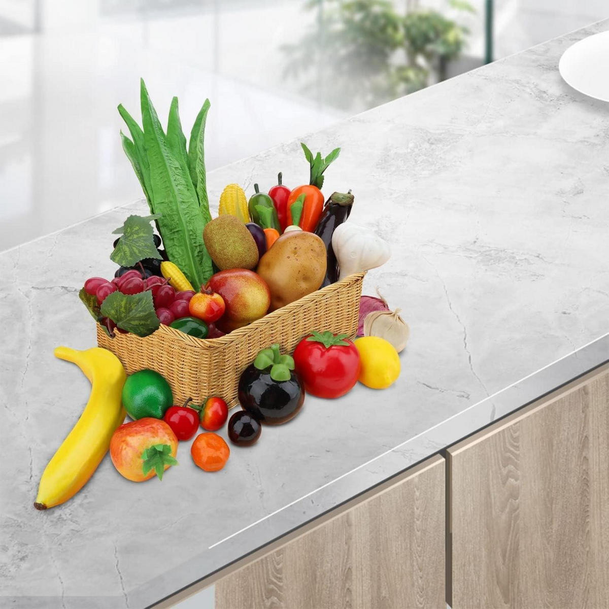 DEKO-OBST-GEMÜSE-SET 30 Stück lebensecht Kunststoffe - Multicolor, Kunststoff (18cm)