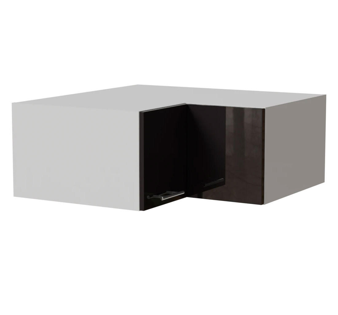 Feldmann-Wohnen Eck-Aufsatzschrank Schwarz Hochglanz, Weiß 90x36x90 cm