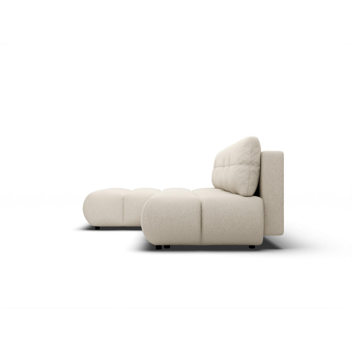 ECKSOFA CORSO L-S Beige Boucle-Stoff mit Schlaffunktion - Beige, Holz (230/177cm) - MASSENO