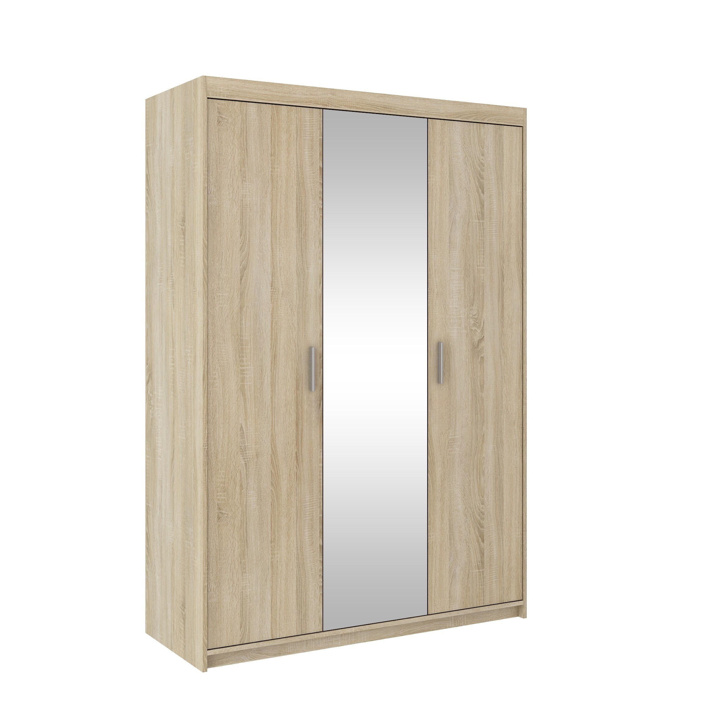 DREHTÜRENSCHRANK ELENORA 133/190,5/53cm 3-türig mit Spiegel Sonoma Eiche - Sonoma Eiche, Holzwerkstoff (133/190.5/53cm) - MASSENO