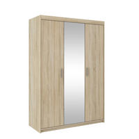 DREHTÜRENSCHRANK ELENORA 133/190,5/53cm 3-türig mit Spiegel Sonoma Eiche - Sonoma Eiche, Holzwerkstoff (133/190.5/53cm) - MASSENO