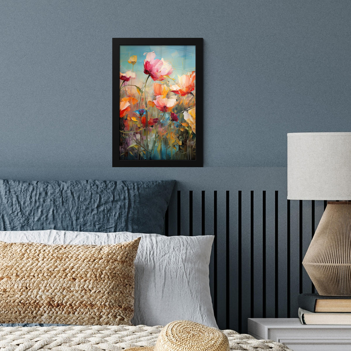 GERAHMTES BILD Blumen - Aquarell - Kunst - Botanisch - Natur 20x30 cm - Orange, Papier (20/30cm) - MuchoWow