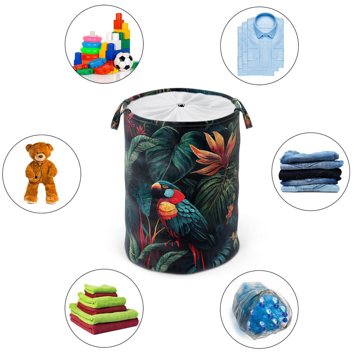 WÄSCHEKORB Exotic - Grün, Textil (37/55/55cm) - Sanilo