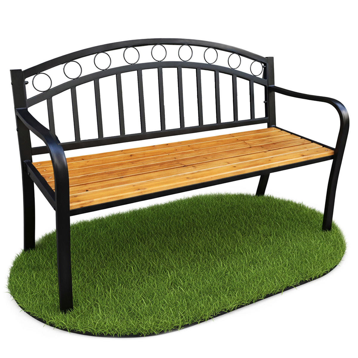 GARTENBANK ARUM Schwarz, Braun 127 x 84 x 58 cm - Schwarz/Braun, Holz/Metall (127/84/58cm) - Akord