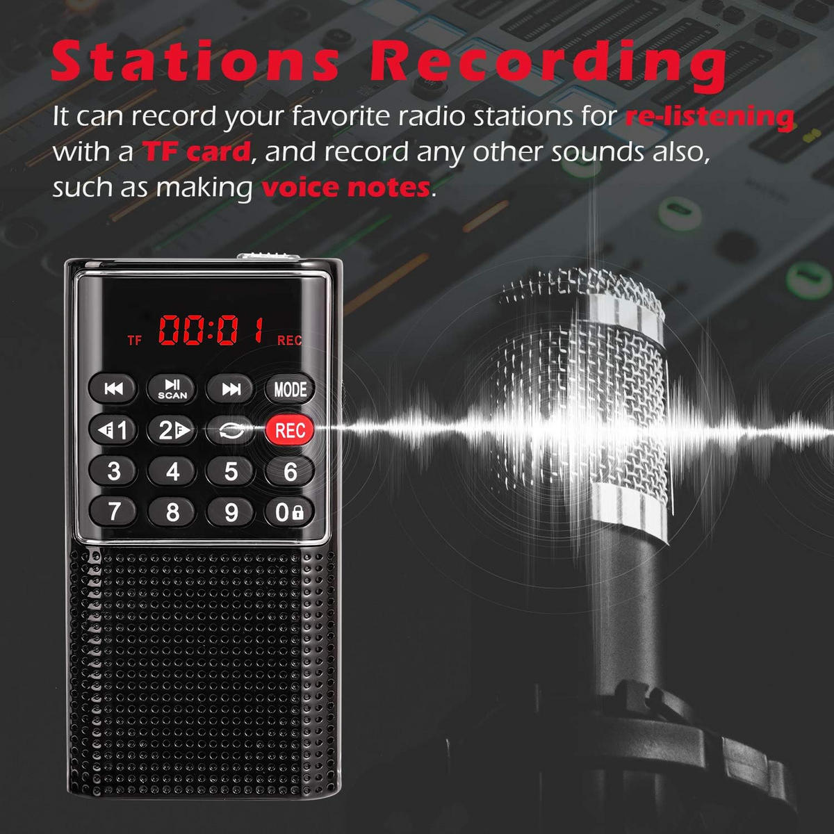 RADIO – Aufnahmefunktion – Schwarz - Schwarz, Kunststoff (10/6.1/2.54cm) - DCA