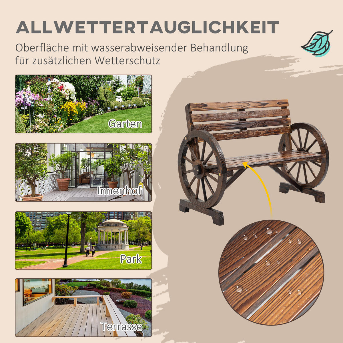 GARTENBANK, Tannenholz, Braun - Braun, Holz (105.5/79/56cm) - Outsunny