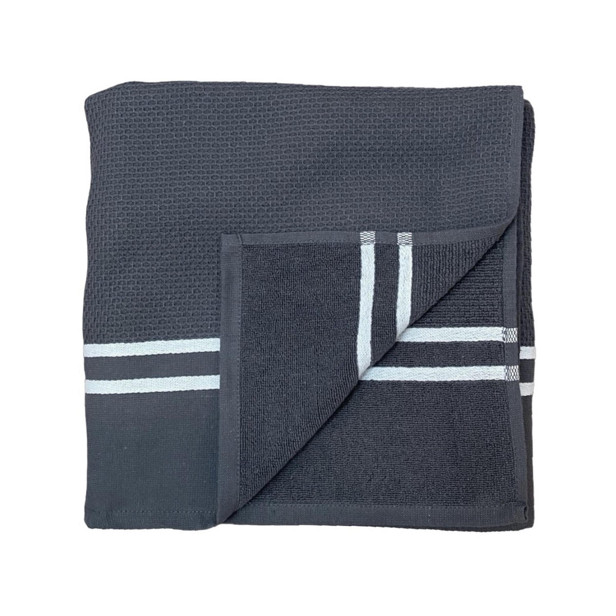 HAMAMTUCH mit Frotteefutter Waffle Anthrazit 90x170 355g/m² - Grau, Textil (90/170cm) - LE COMPTOIR DE LA PLAGE