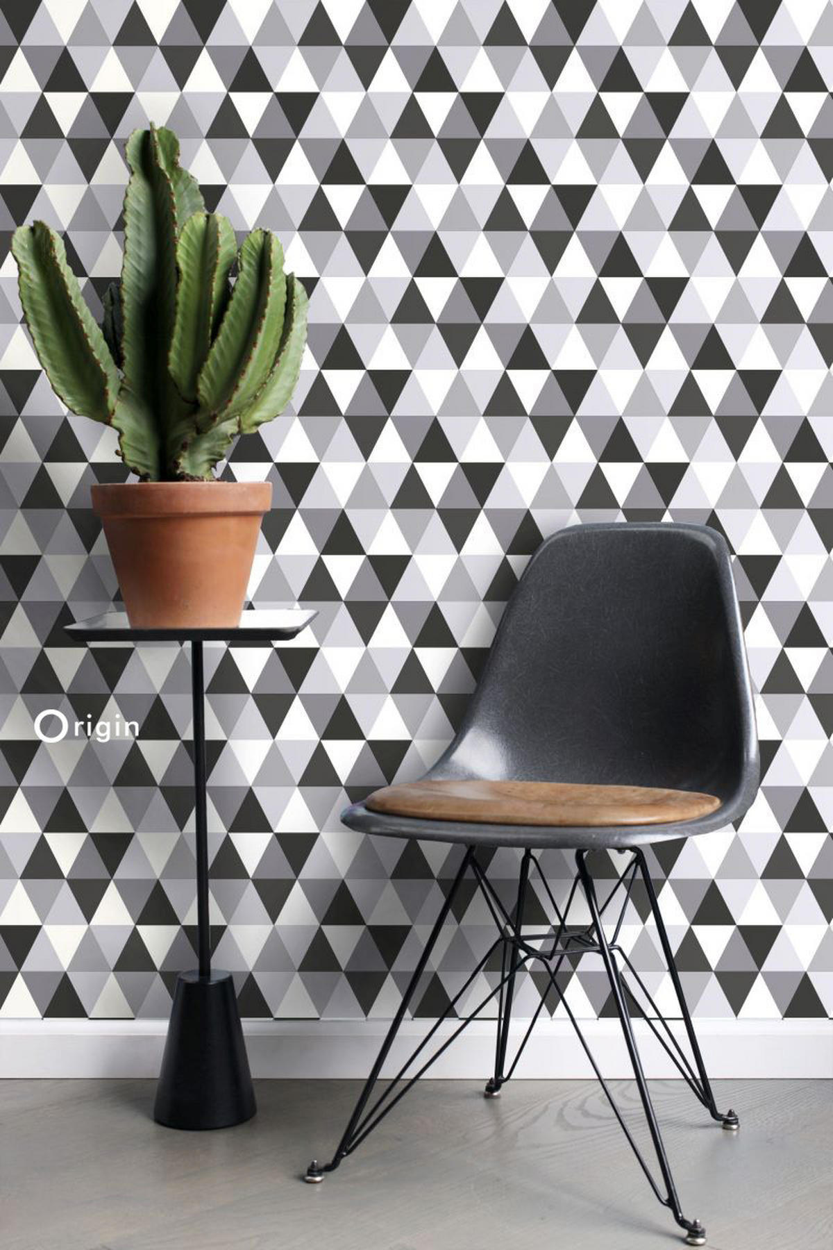 TAPETE grafische Dreiecke 53 cm x 10.05 m - Schwarz, Papier (53/1000cm) - Origin Wallcoverings