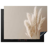 HERABDECKPLATTE - Pampasgras - Federn - Pastell - Weiß - 80x55 - Creme, Kunststoff (80/55/0.2cm) - MuchoWow